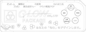 GLOW ㈱グロー 長岡 PACKAGE ダンボール オブジェ デザイン POP 積層品 令和 新潟 オリジナル 2D図面