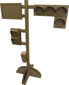 グロー GLOW 信号機 模型 ダンボール 組立式 ながおかはなび館 道の駅 ダンボール信号機 手作り オリジナル えこのき econoki 案内看板差し替え